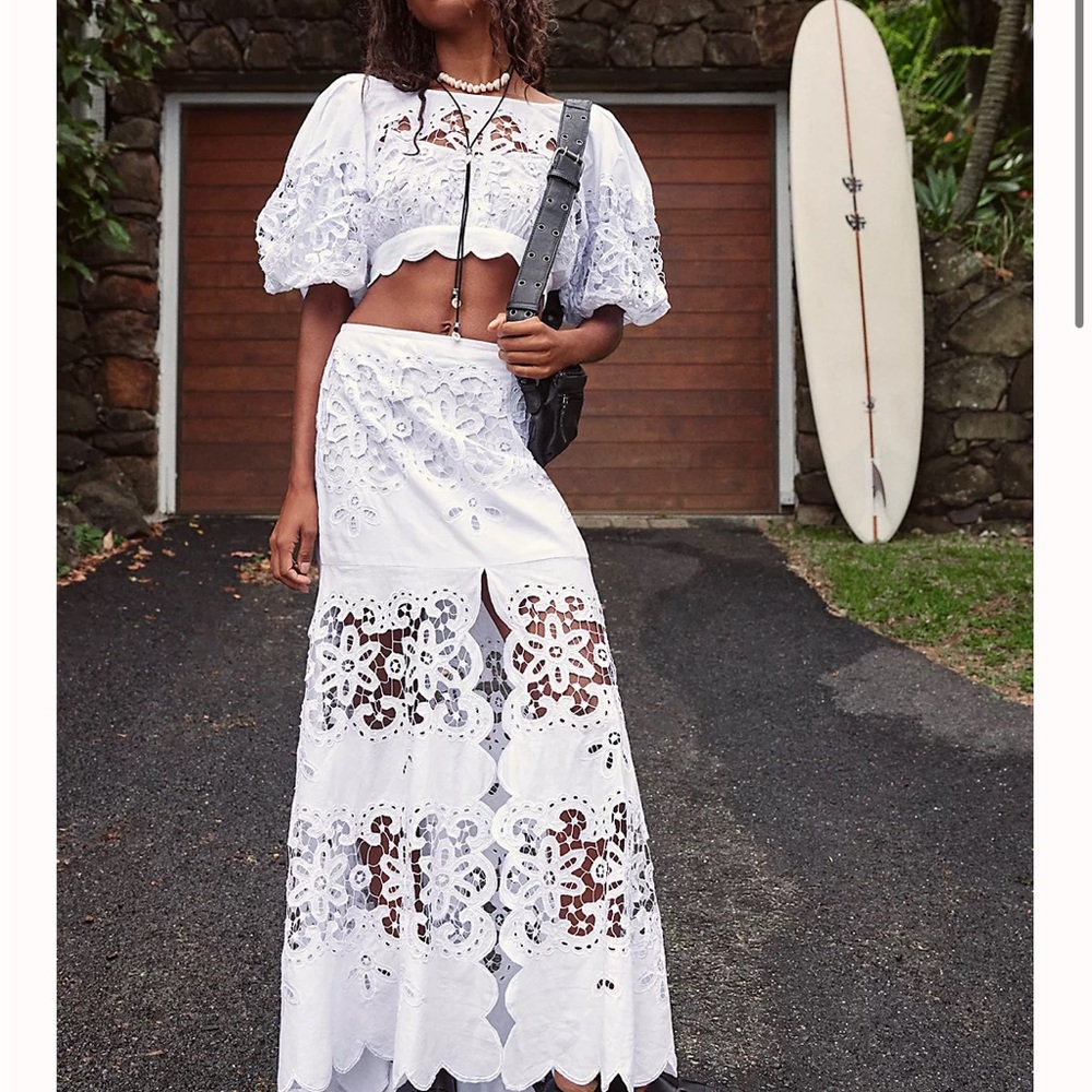 Free People Bali Sunshine On My Side Skirt Top Set